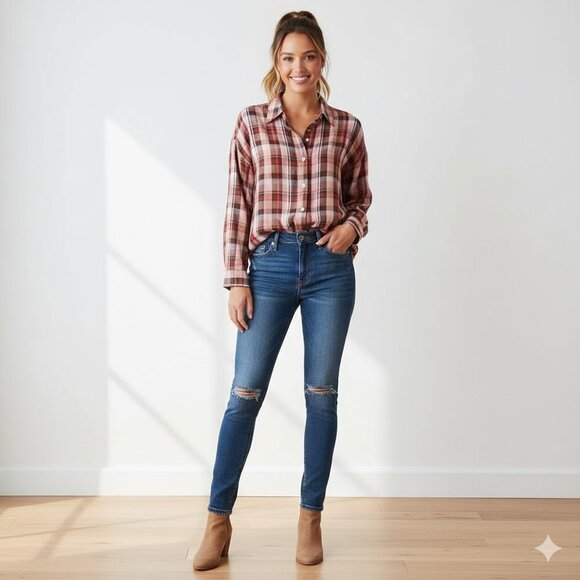 Wilfred Free Checked Plaid Long Sleeve Shirt Size S - Picture 10 of 10